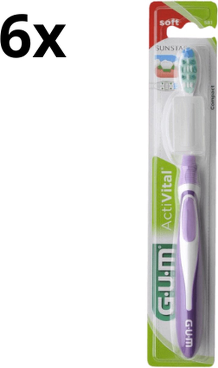 Goedkoopste 6x GUM ActiVital Tandenborstel Soft - Voordeelverpakking