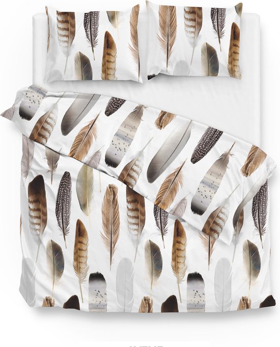 Luxe katoen/satijn dekbedovertrek Feathers - zacht en hoogwaardig - prachtige uitstraling