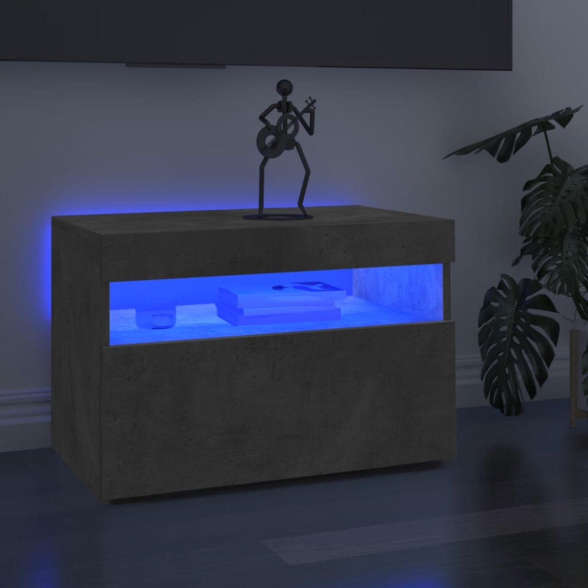 vidaXL Led-verlichting - Tv-meubel - Tv-meubel met LED-verlichting 60x35x40 cm betongrijs - Beton Grijs - Houten Meubilair - Modern Tv-meubel