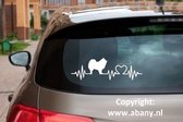 Dwerg keeshond / Pomeranian 3 x – autosticker - sticker voor raam auto deur muur laptop - heartbeat - rashondensticker - hondenlijn – hondenriem - Doglove - Abany quality design