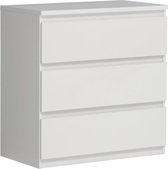 Ladekast CHELSEA 3 Laden - Mat witte kleur - B 77,2 x D 42 x H 79,9 cm