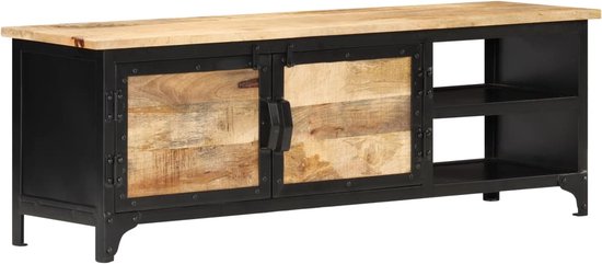 vidaXL Industrieel Design - TV-meubel - Tv-meubel 120x30x40 cm massief mangohout - Mangohout - Metalen Frame - Tv Stand