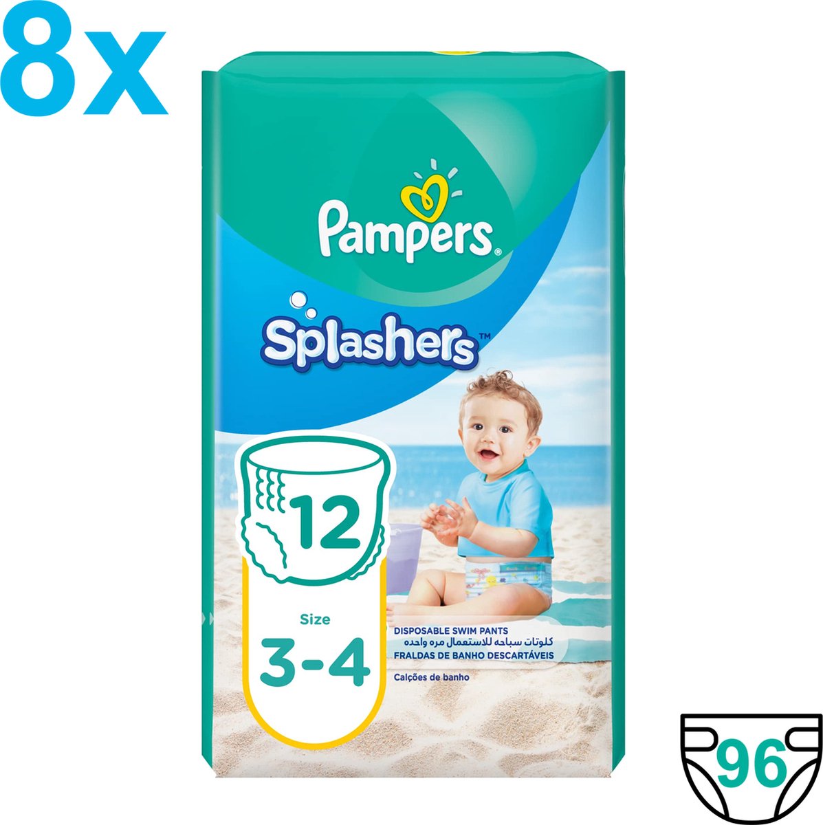 Pampers - Splashers - Taille 3-4 - Couches de bain jetables - 96 pièces -  Value Pack | bol