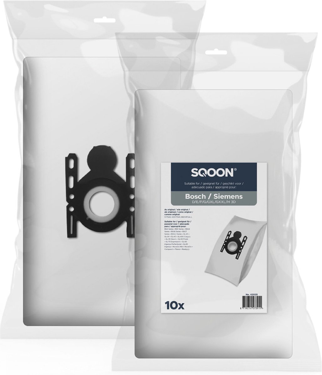 SQOON® - Bosch/Siemens G-All 3D Stofzuigerzakken - 10 Stuks