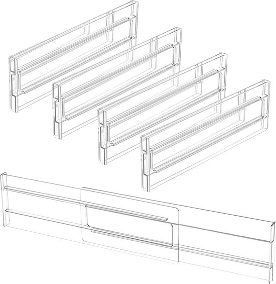 4 stuks verstelbare lades, kunststof lades, transparante lades, lades