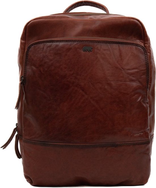 STILORD Herakles Lederen Rugzak Groot Vintage voor 15,6-17 inch Laptop Rugzak met rolsluiting Wandelrugzak Ideaal voor Reizen, Werk en Studie Echt Leer Kleur:zwart