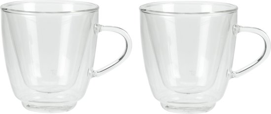 Set van 2x dubbelwandige koffie/espresso glazen 160 ml - transparant - Espresso bekers en glazen