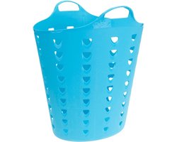 Excellent Houseware Flexibele wasmand - blauw - 60 liter - kunststof - 47 x 50 cm