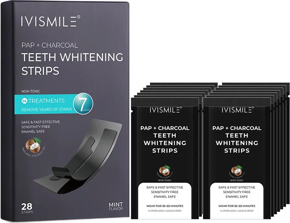 IVISMILE - Charcoal - Whitening/Tandenbleekstrips - 2 Weken - 28 Strips