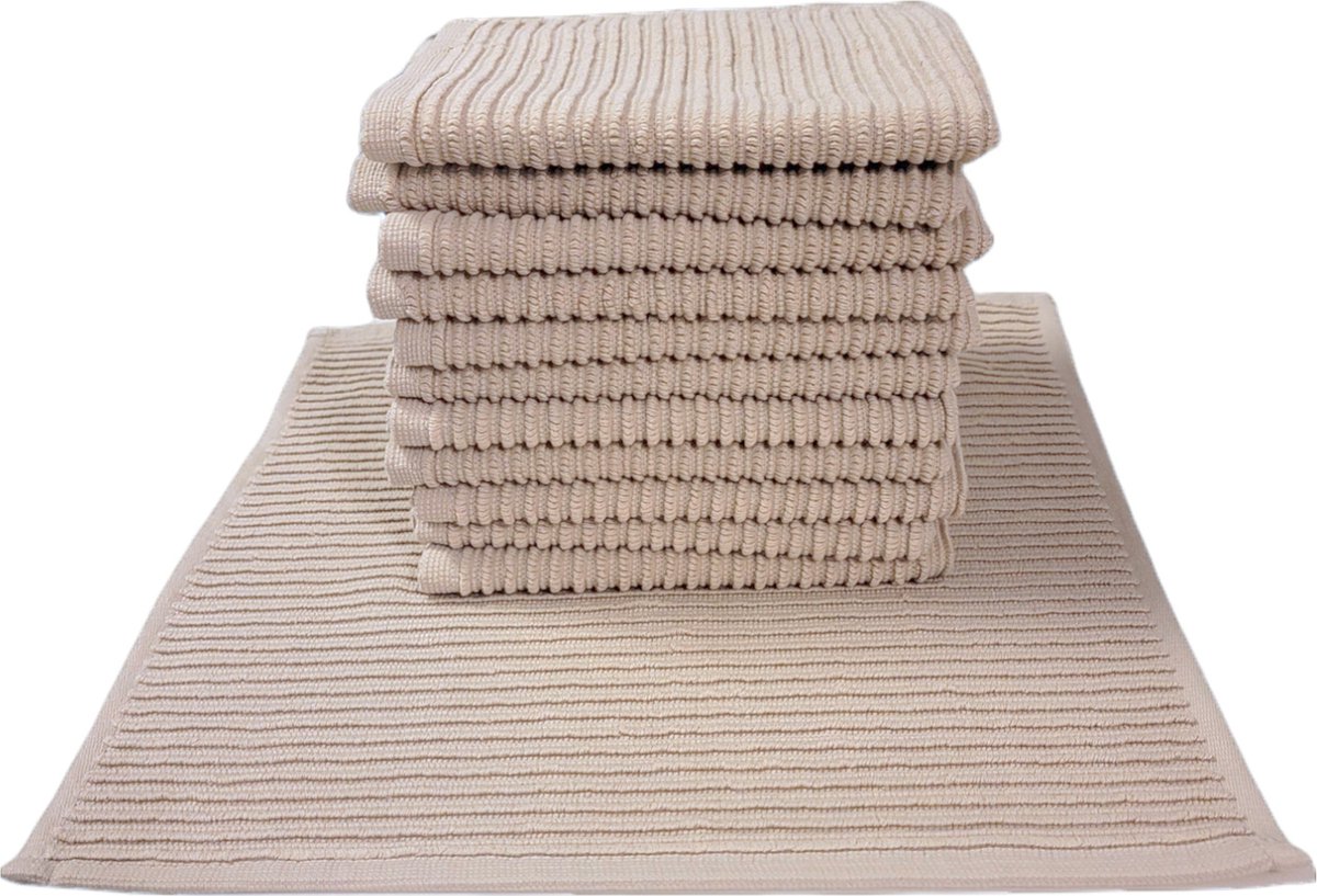 Livello Katoenen Vaatdoek Sand - Set van 12