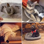 Kattenbed, hondenbed met bamboemat, zacht kattenkussen, pluche warmtemat voor kleine honden, katten, hazen, hondenmat, huisdierbed, wasbaar, hondenbed 45 x 30 cm