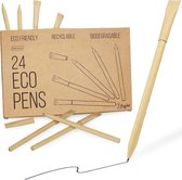 24 Pak van Milieuvriendelijke Pennen - Plastic Vrije Biro Pennen - Duurzame Zwarte Biro's die van Natuurlijke Materialen Worden Gemaakt - Geen Afval, Vegan Ballpointpennen Zwart