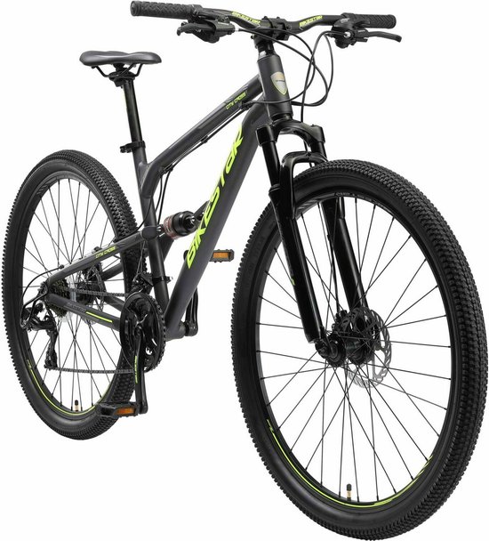 Bikestar Fully MTB Alu 29 Inch 21 Speed zwart/groen