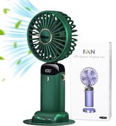 M&W Handventilator - Draagbare Ventilator USB Oplaadbaar - Tafelventilator Draadloos Mini Fan - 5 Standen Groen