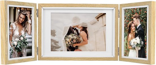 Fotolijst collage voor 3 foto's, houten fotolijst met glas, multilijst voor  bruiloft,... | bol.com