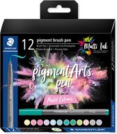 Staedtler Pigment Arts brush pen, etui van 12 stuks, Pastel Colours 10 stuks