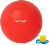 Tunturi Fitness bal - Yoga bal inclusief pomp - Pilates bal - Zwangerschaps bal - 65 cm - Kleur: rood - Incl. gratis fitness app
