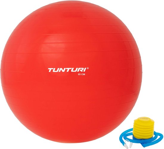 Ballon de fitness Tunturi - Gymball - Ballon Swiss - 65 cm - Incl. pompe -  Rouge | bol