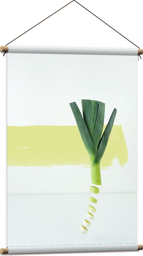 Textielposter - Plant - Prei - Eten - Groente - Groen - 60x90 cm Foto op Textiel