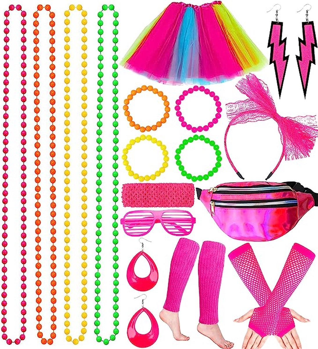 WIDMANN - Set d'accessoires fluorescents Eighties pour filles