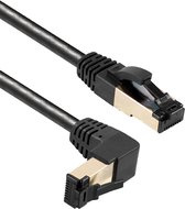 Powteq - 50 cm - Câble réseau / câble internet CAT 8 - Coudé vers le bas - 10 Gbit - Qualité professionnelle !