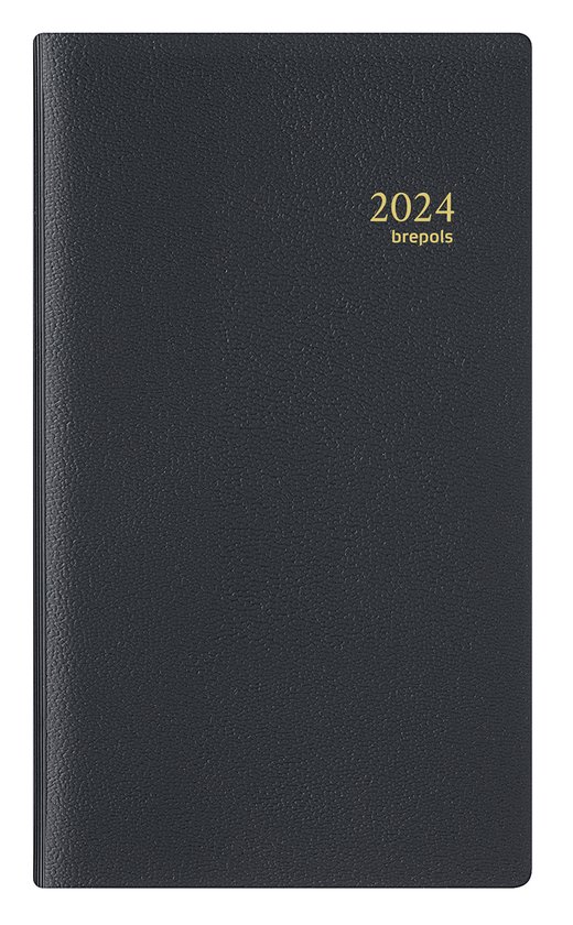 Brepols Agenda 2024 • Plan-O-Rama • geniet •2t • Genova PVC • +ABC • 9,2 x 16 cm • Zwart