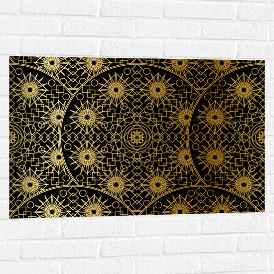 Muursticker - Borden met Gouden Geometrische Print - 90x60 cm Foto op Muursticker