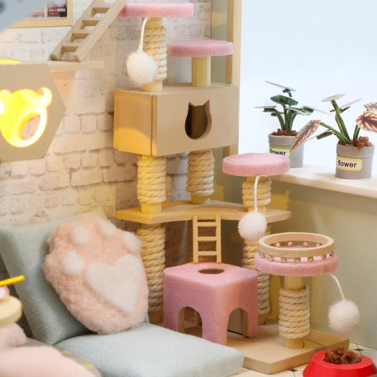 Maison de poupée miniature en bois avec éclairage, ensemble de meubles à l'échelle 1:24 pour les tout-petits