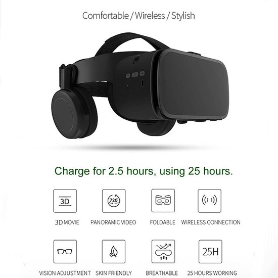 Lunettes VR pour téléphones portables, casque VR Bluetooth pour iPhone/  Samsung
