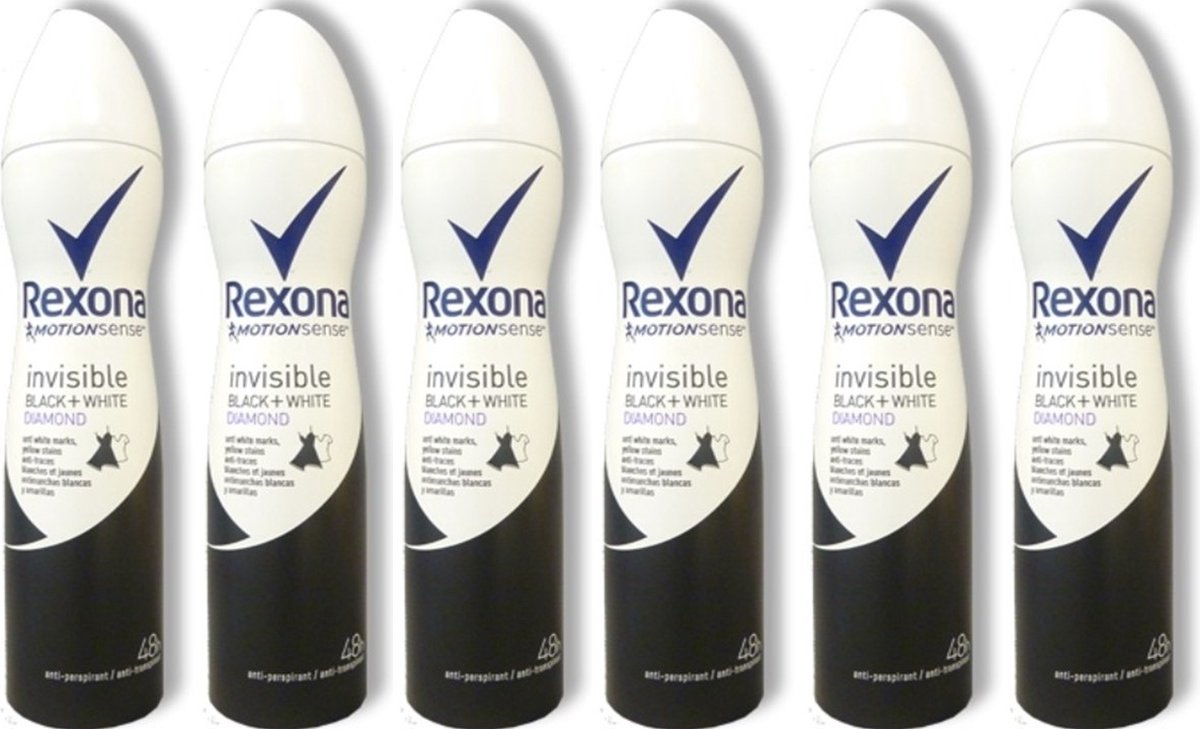 Goedkoopste Rexona Invisible Black & White Diamond Deo Spray XL - Voordeelverpakking 6 x 250 ML