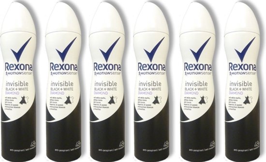 Rexona Invisible Black & White Diamond Deo Spray XL - Voordeelverpakking 6 x 250 ML