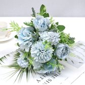 kunstbloemen - bosje bloemen blauw 31 cm lang