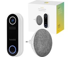 Hombli Slimme Deurbel 2 - 1080p Video Deurbel en Chime Promopakket, Tweewegsgesprek, Bewegingsdetectie, MicroSD en Cloudopslag - Wit
