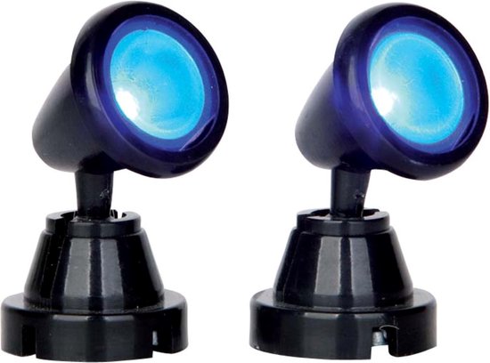 Foto: Lemax round spot light blue set of 2 b o 4 5v kersthuisjes kerstdorpen