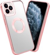 Cadorabo Hoesje geschikt voor Apple iPhone 11 PRO in Transparant - Roze - Beschermhoes gemaakt van flexibel TPU silicone Case Cover met Chrome applicatie