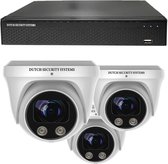 Draadloze Beveiligingscamera Set - 3x PRO Dome Camera - QHD 2K - Sony 5MP - Wit - Buiten & Binnen - Met Nachtzicht - Incl. Recorder & App
