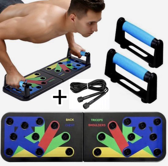 push up bord- met gratis sport springtouw-14 in 1 - Push up bars - Push up - Push up grips - Opdruk bord fitness - Opdruksteunen - Push up Board - Fitness - Krachttraining