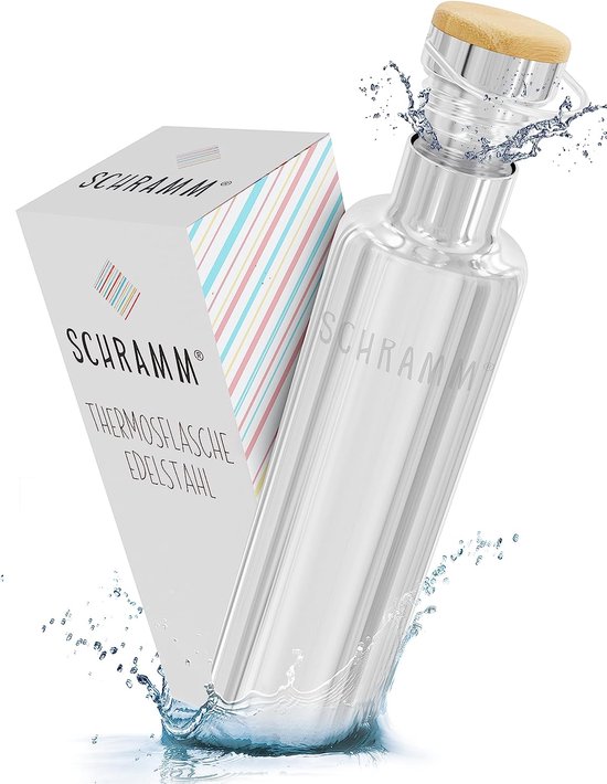 Babyflesje - Thermosfles, roestvrij staal, drinkfles, keuze uit 500, 750 of 1000 ml, dubbelwandige thermosfles, 100% BPA-vrij, schroefdop, zilver, warm en koud, maat: 500 ml