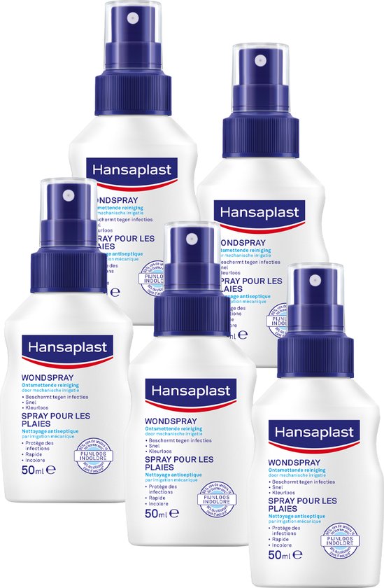 Hansaplast Wondspray - Wondreiniging - 5 x 50 ml - Voordeelverpakking