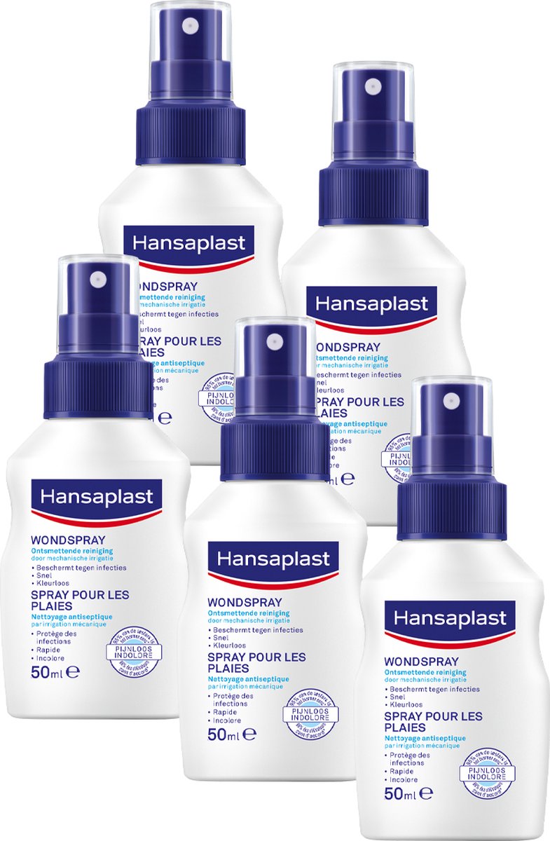 Goedkoopste Hansaplast Wondspray - Wondreiniging - Wondontsmetting - Voordeelverpakking - 5 x 50ml