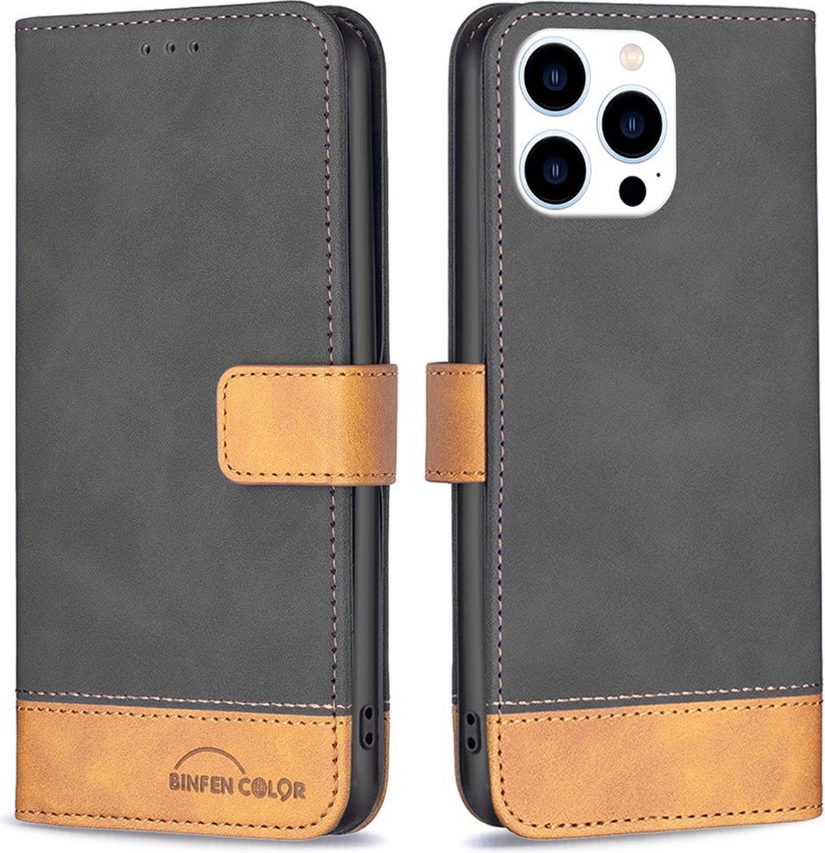 BINFEN Hoesje - Geschikt voor iPhone 14 Pro Hoesje - BINFEN Color Book Case - Zwart