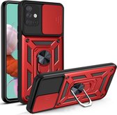 Coverup Ring Kickstand Back Cover met Camera Shield - Geschikt voor Samsung Galaxy A51 Hoesje - Rood