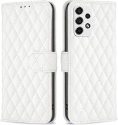 BINFEN Rhombus Book Case - Geschikt voor Samsung Galaxy A53 Hoesje - Wit