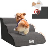 CALIYO Hondentrap - Trap Hond 3 Treden – 40x60x40 cm - Hondentrapje voor Honden - Hondenloopplank - Opstapje Hond - Foam - Grijs
