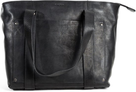 S-Zone Dames schoudertas 15,6 inch laptoptas grote lederen shopper
