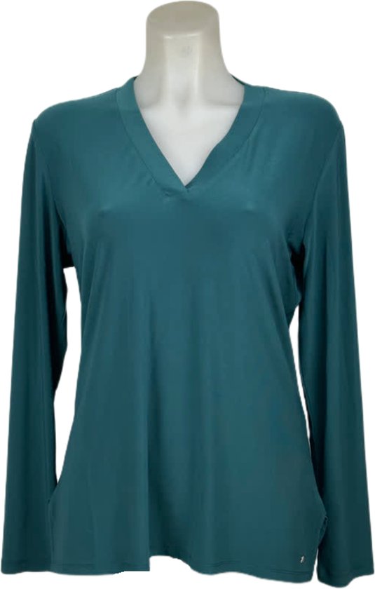 Angelle Milan – Travelkleding voor dames – Effen Zeegroene blouse – Ademend – Kreukvrij – Duurzame Jurk - In 5 maten - Maat L