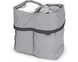 Brabantia - Bo Waszak 2 x 45L - Vervangende tas voor Bo Wasmand - Twee compartimenten voor eenvoudig sorteren - Draagbaar & Hygiënisch - Katoenen tas met klittenbandsluiting - Grijs