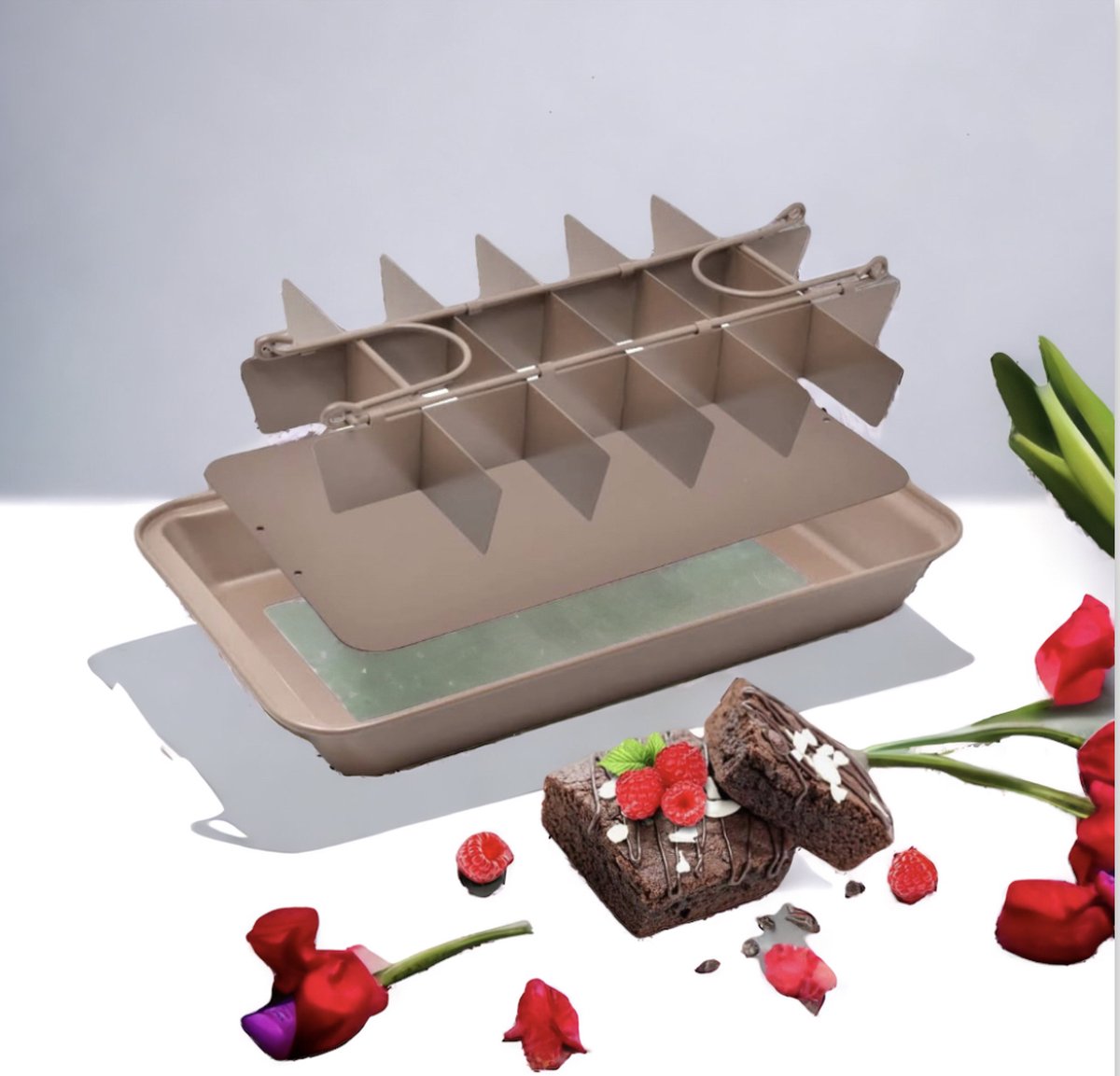 Moule pour brownies - Moule anti adhésif 30 x 27 x 4,5 cm acier carbone  silicone