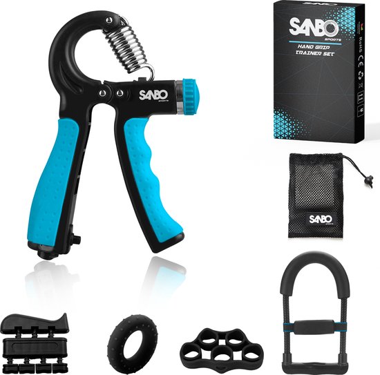 Foto: Sanbo handtrainer set incl onderarm trainer handknijper vingertrainer voor pols en hand grip trainer anti stress fitness