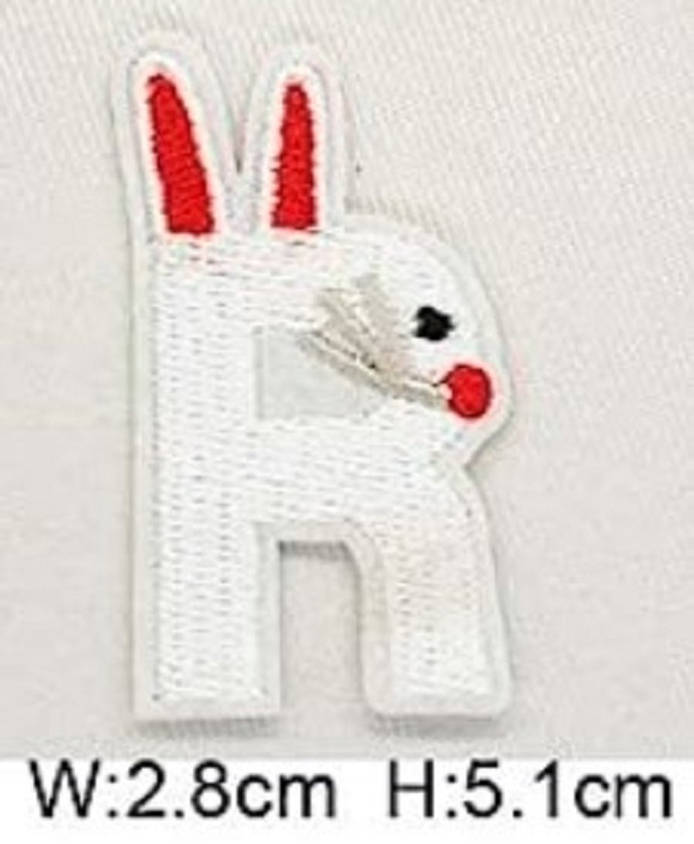 Strijk Embleem Alfabet Patch - Letter R - Dieren - 2,8 x 5,1 cm - Letters Stof Applicatie - Geborduurd - Strijkletters - Patches - Iron On